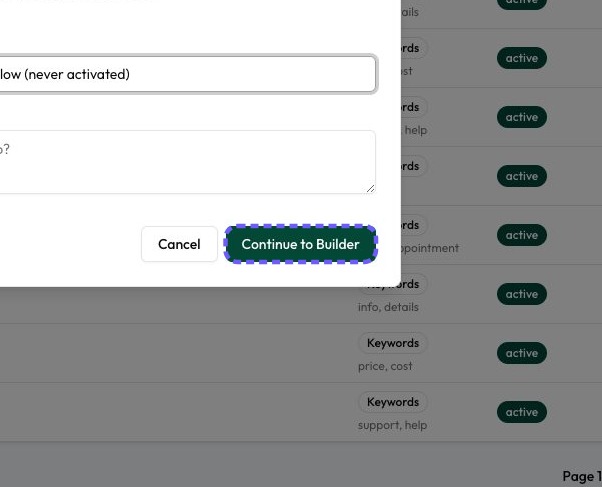 Continue to the drag-and-drop builder