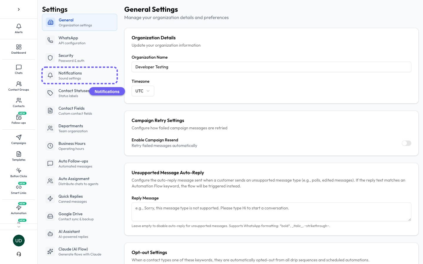 Open Settings