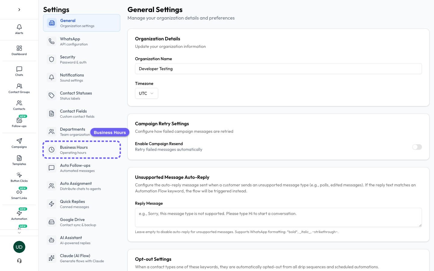 Open Settings