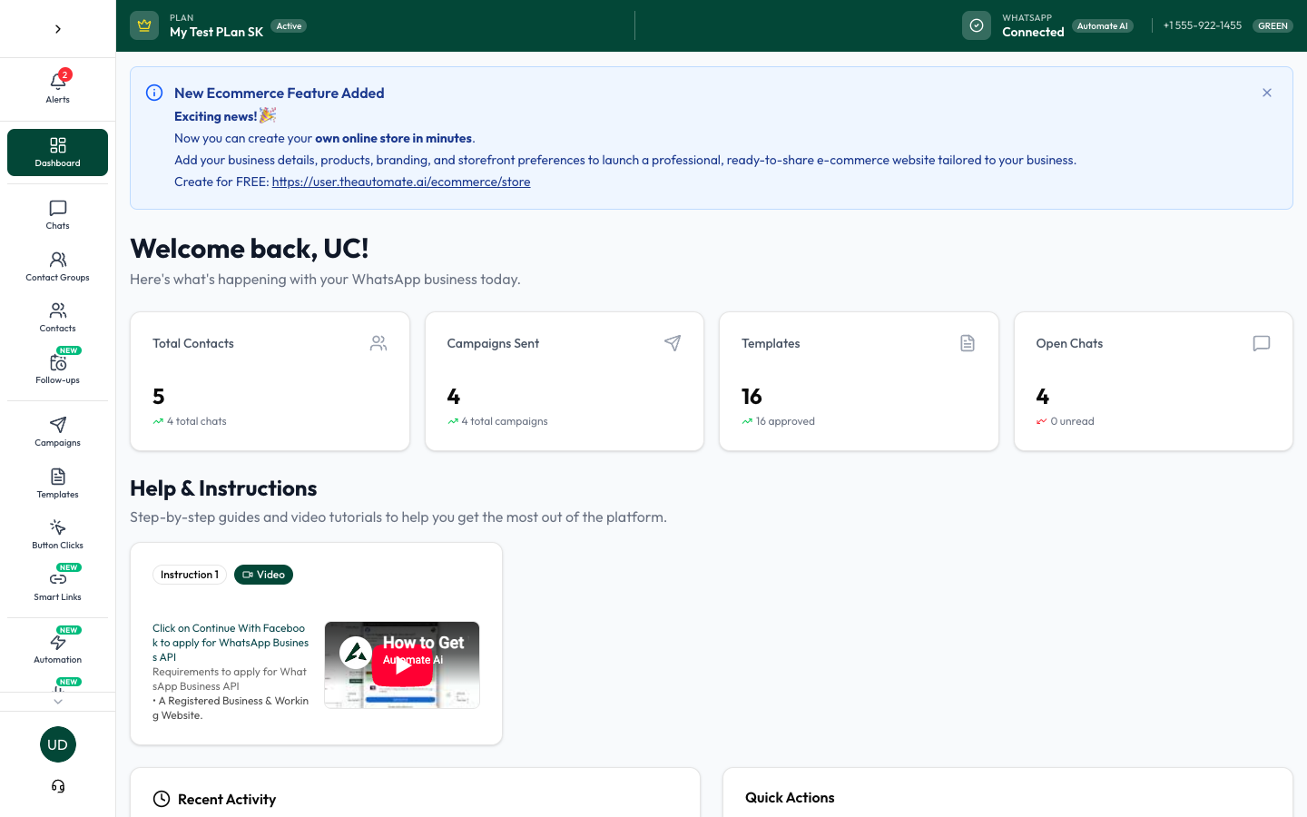 Automate AI dashboard