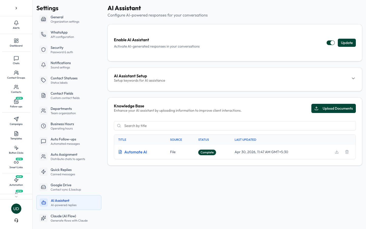 Configure the AI Assistant