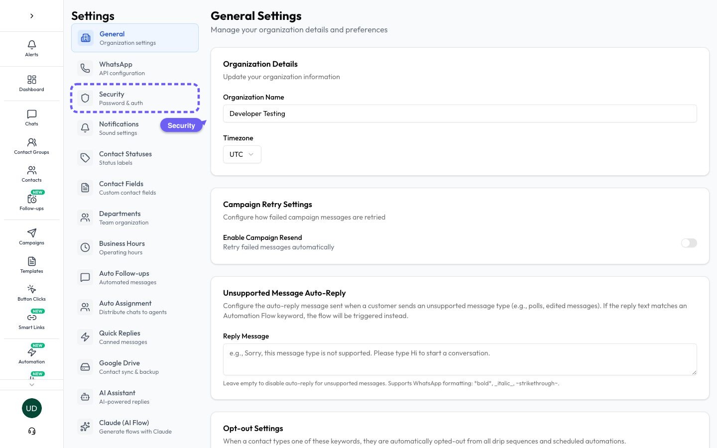 Open Settings