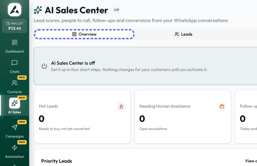 Open the AI Sales Center
