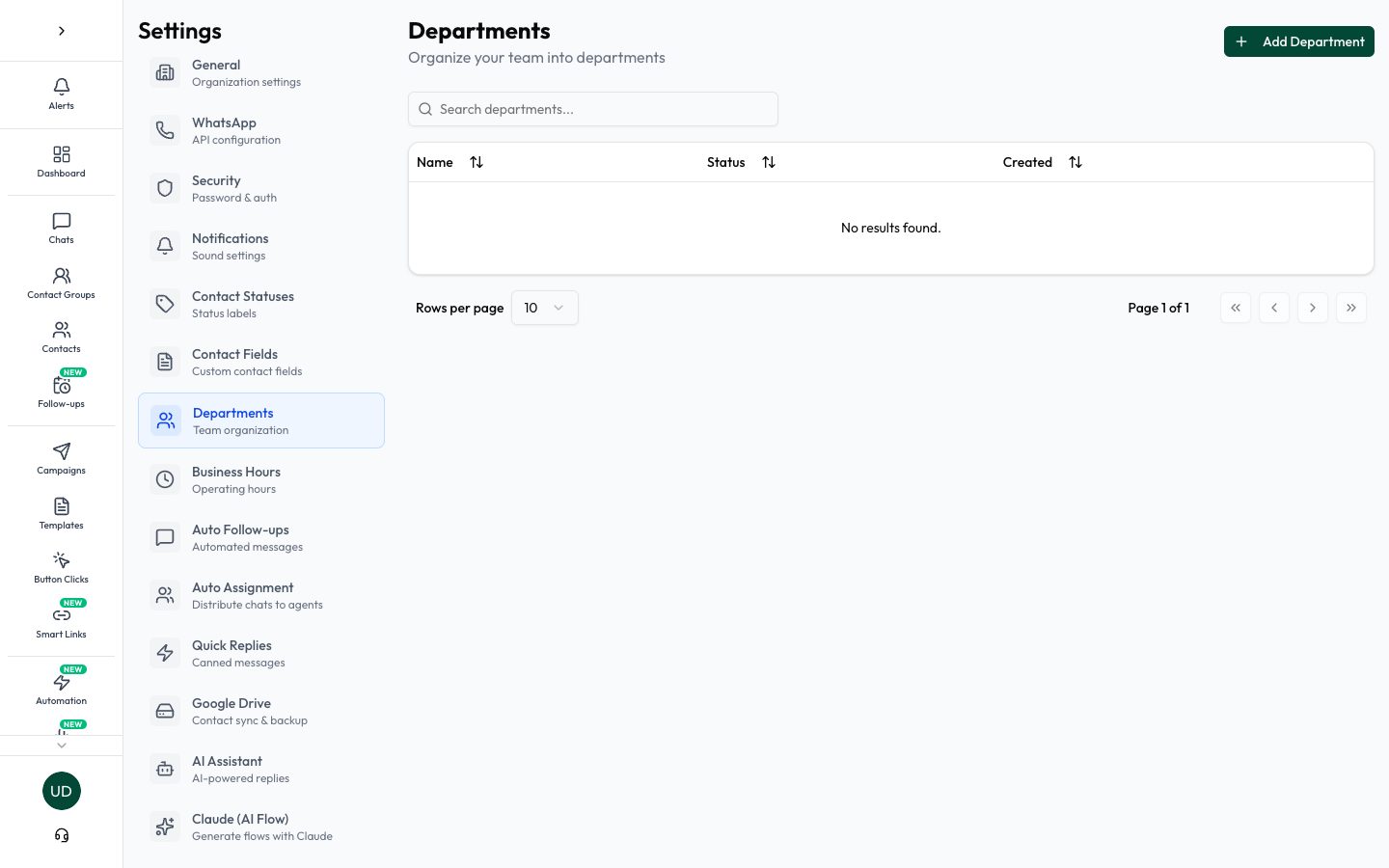 Manage departments