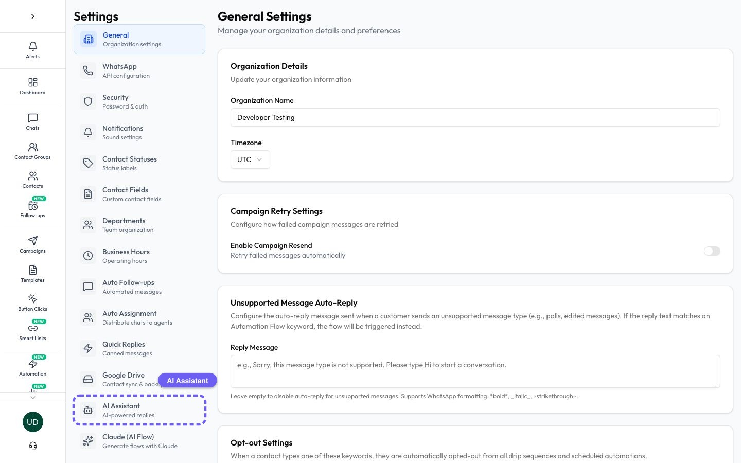 Open Settings