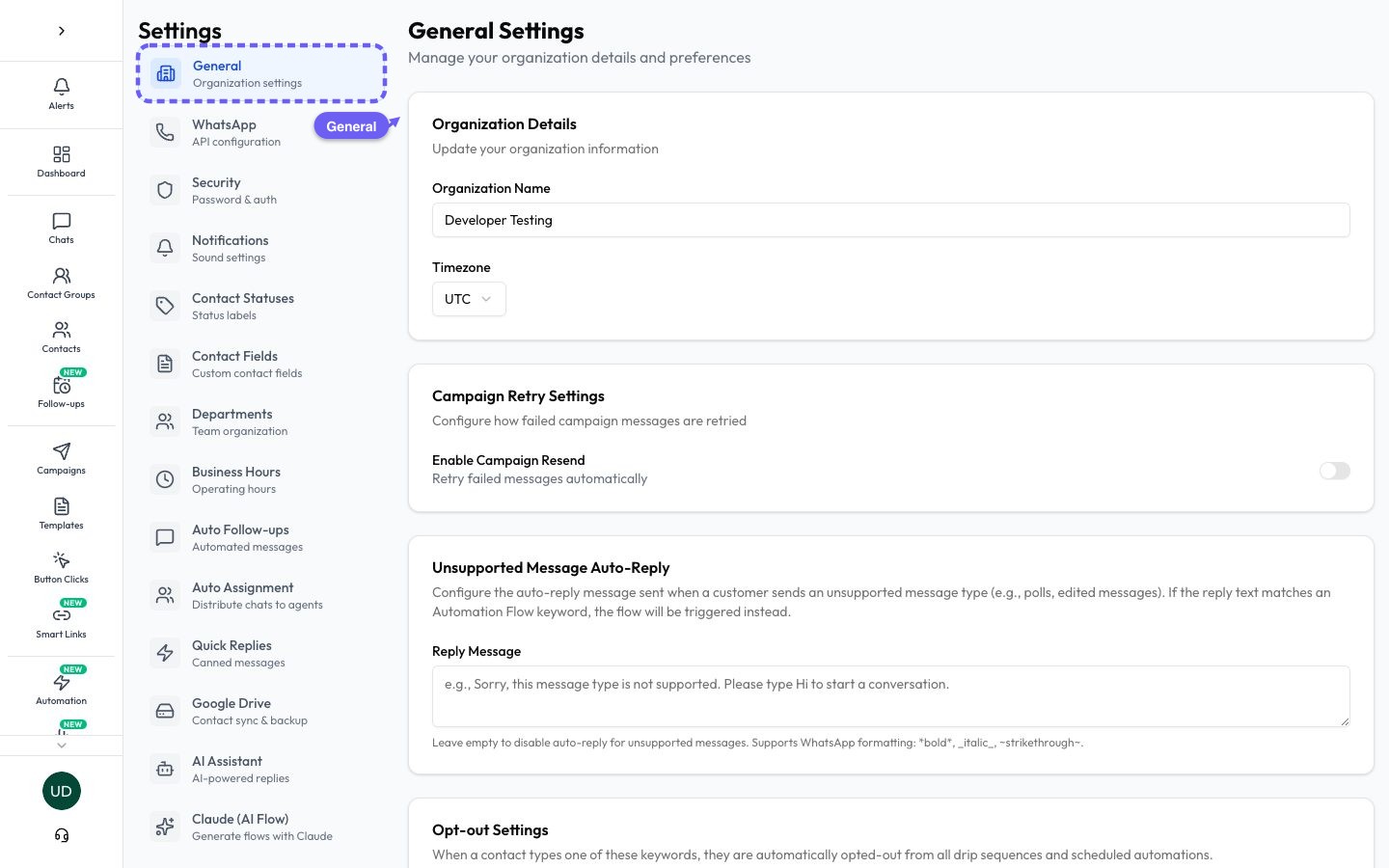 Open Settings