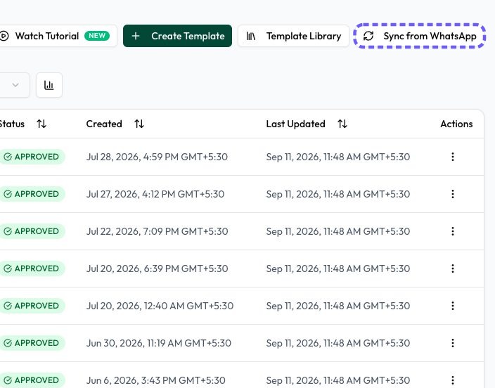 Click Sync from WhatsApp