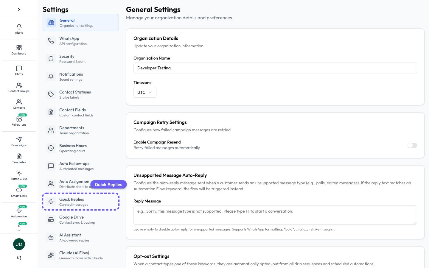 Open Settings